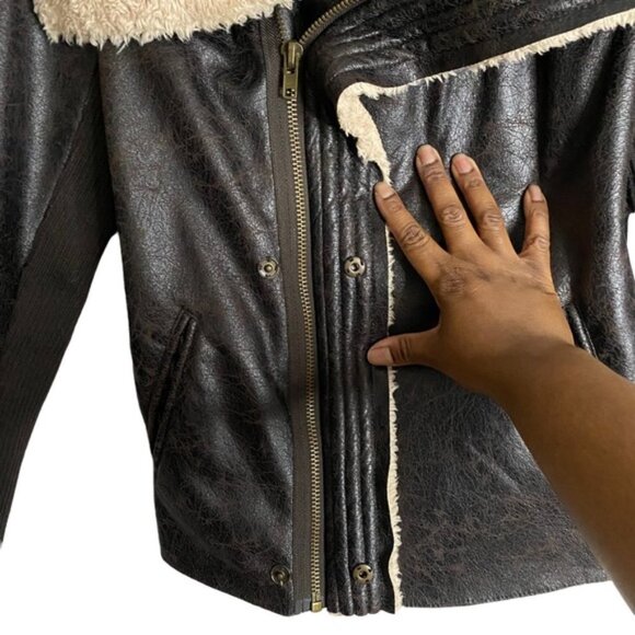 Pusch Women's Brown Faux Leather Moto Jacket - Picture 2 of 7